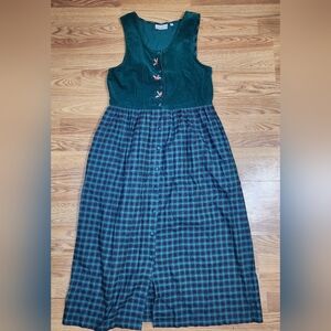 Vintage Susan Bristol Jumper Dress Sz 4 Green Courduroy Preppy Old Money Festive